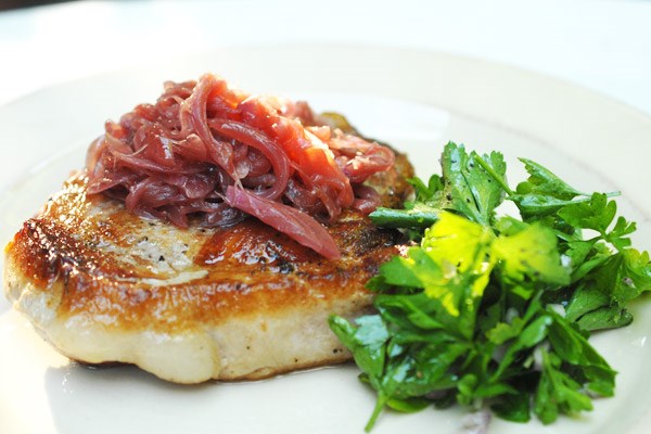 Pork Chop with Red Onion Confit