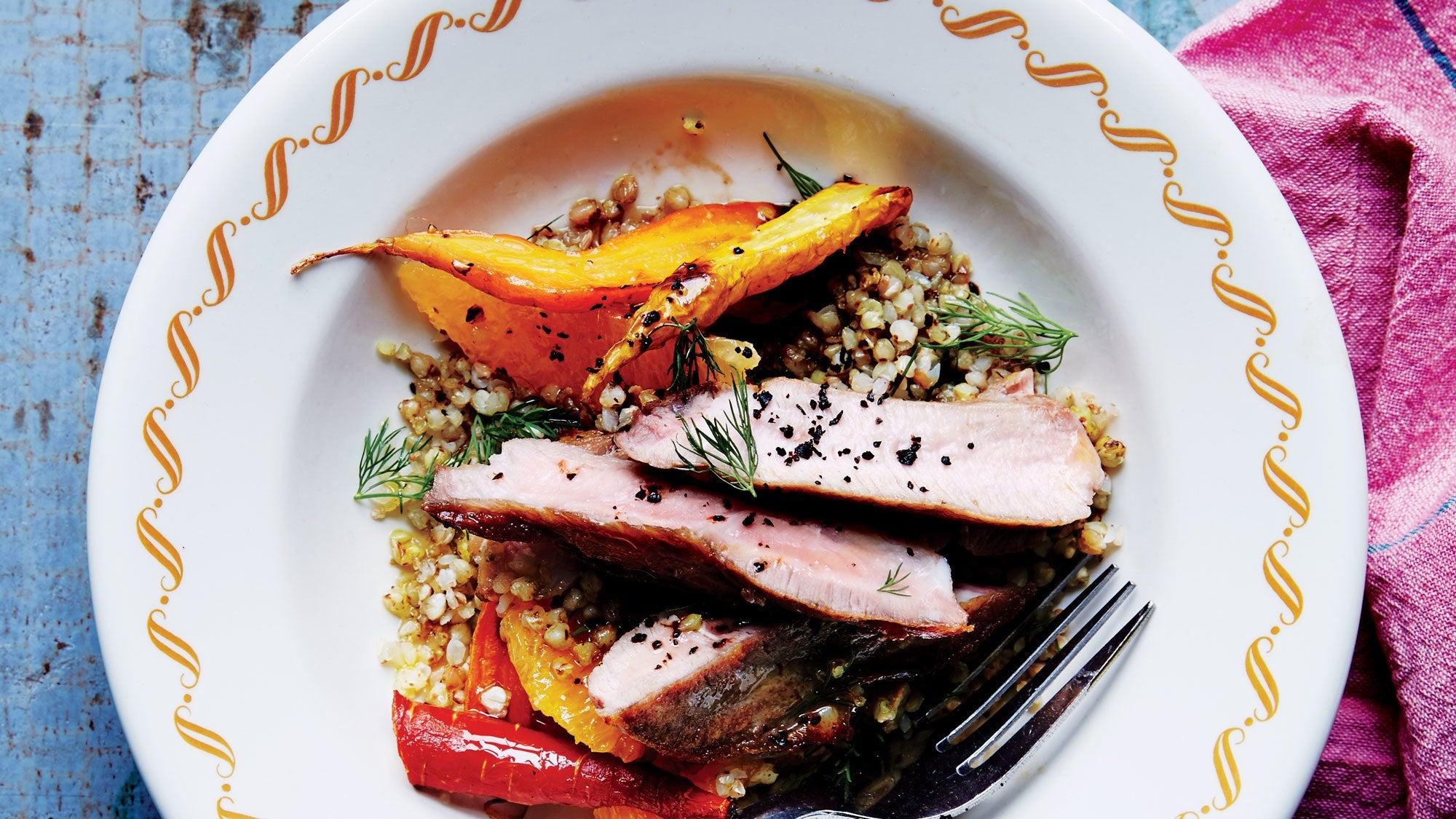 Pork Chops with Carrots and Toasted Buckwheat