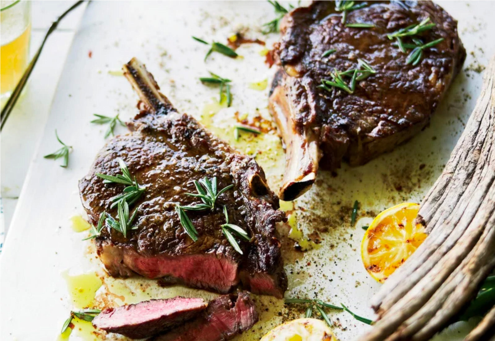 Rib Eye Steaks with Pete's Barbecue Sauce