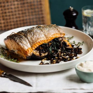 Roast Huon Salmon with Mushrooms and Thyme