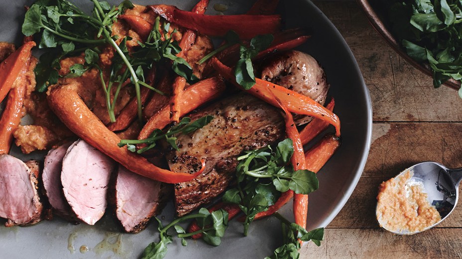 Roast Pork Tenderloin with Carrot Romesco