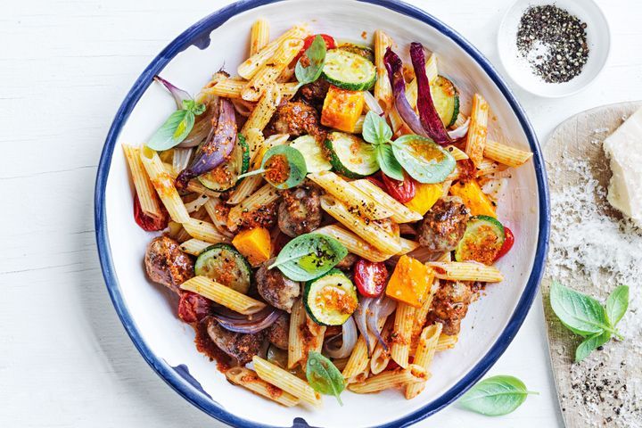 Roasted Vegetable and Sausage Pasta