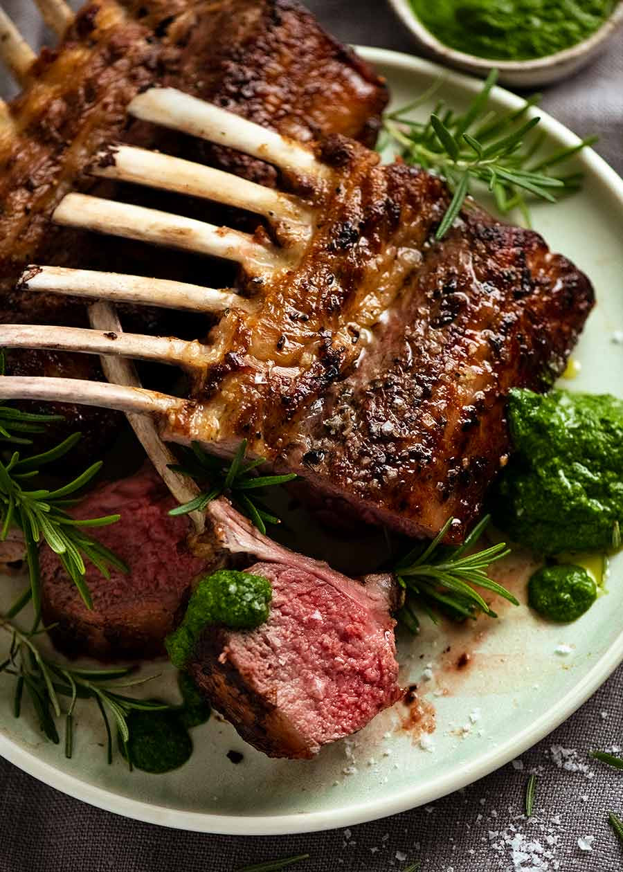 Rosemary Garlic Marinated Rack of Lamb (Roasted)