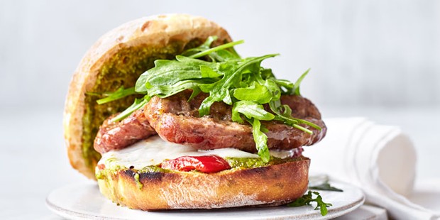 Sausage Sandwich with Pesto