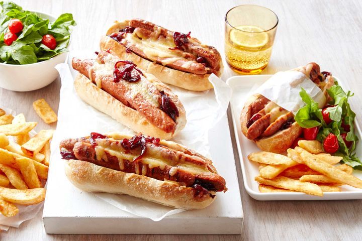 Sausage Sandwiches with Caramelised Onion