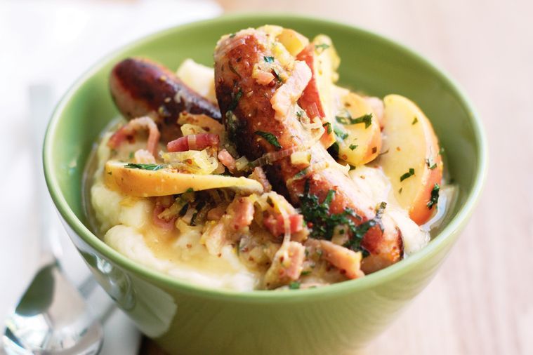 Sausages with Apple and Leek Gravy