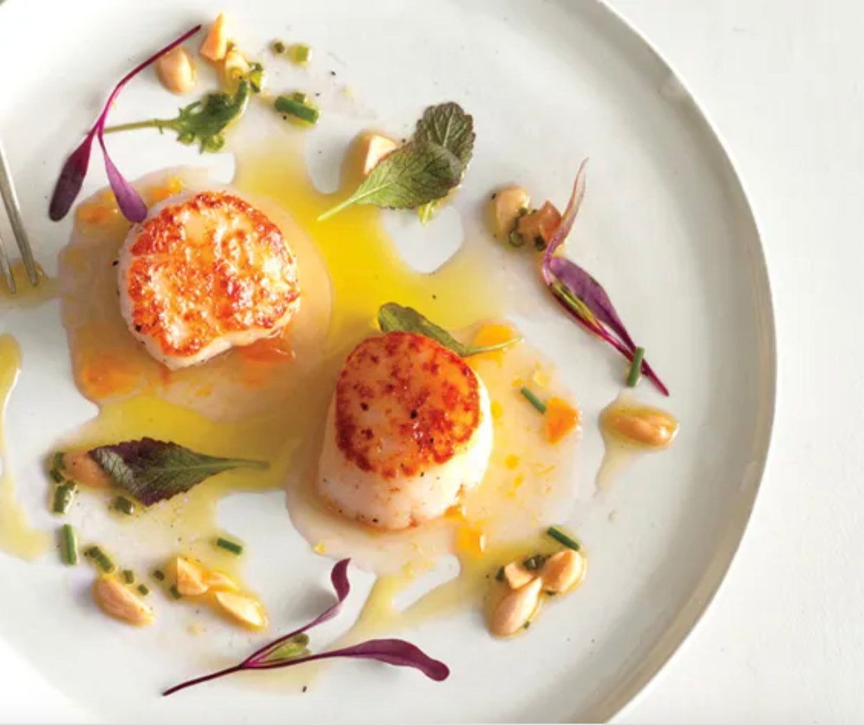 Seared Scallops with Almond Vinaigrette