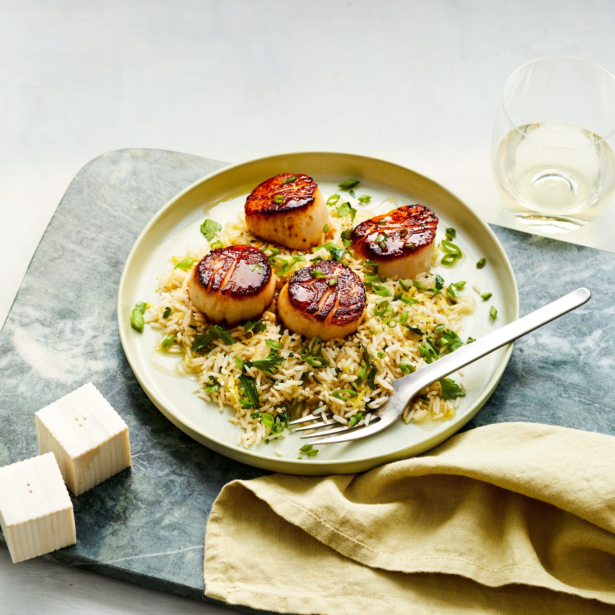 Seared Scallops with Lemon-Herb Rice