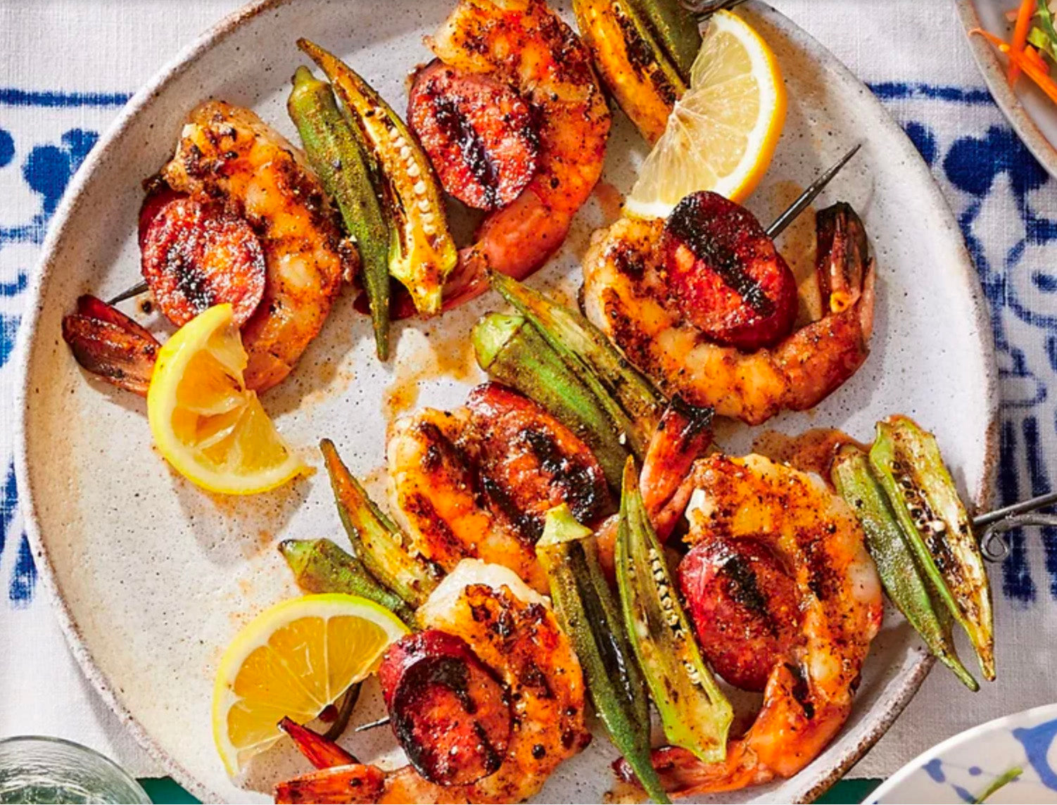 Shrimp-Okra-and-Sausage Kebabs