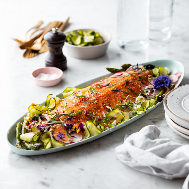Slow Roasted Salmon with Tarragon and Cucumber & Fennel Salad