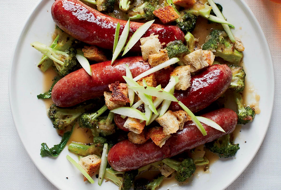 Smoked Pork Sausage with Hard-Cider Sauce