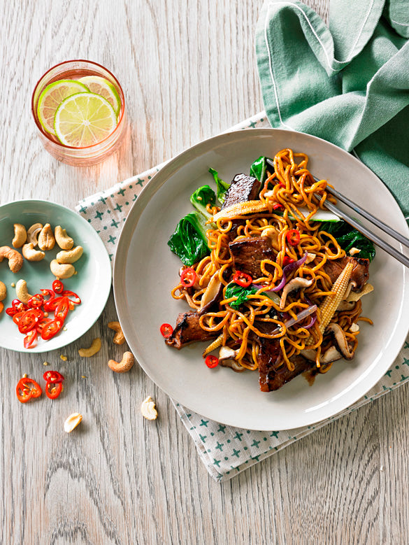 Stir-Fried Beef with Asian Greens and Cashews