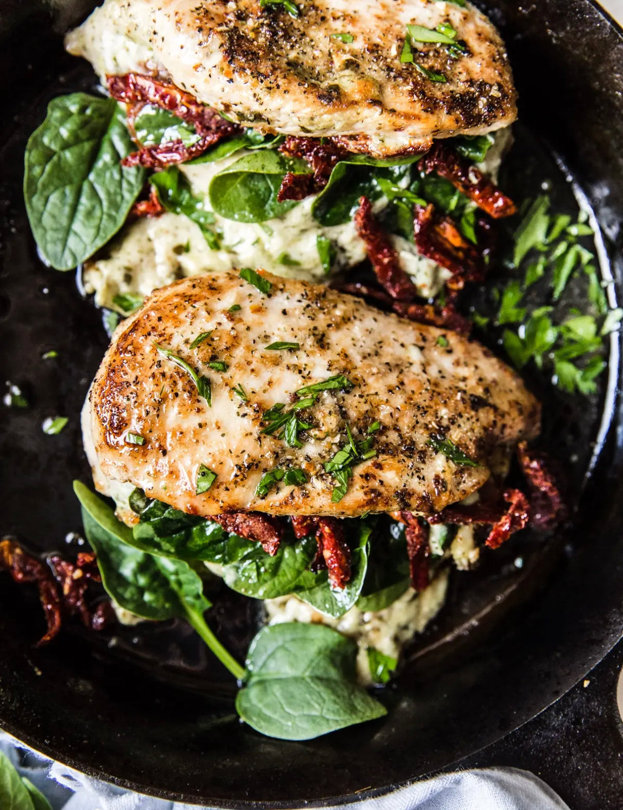 Stuffed Chicken Breast with Spinach, Cheese and Sun-Dried Tomatoes