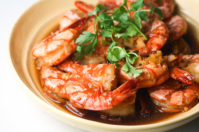 Tiger Prawns in Garlic Ginger Soy Sauce