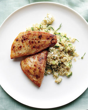 Tilapia and Quinoa with Feta and Cucumber