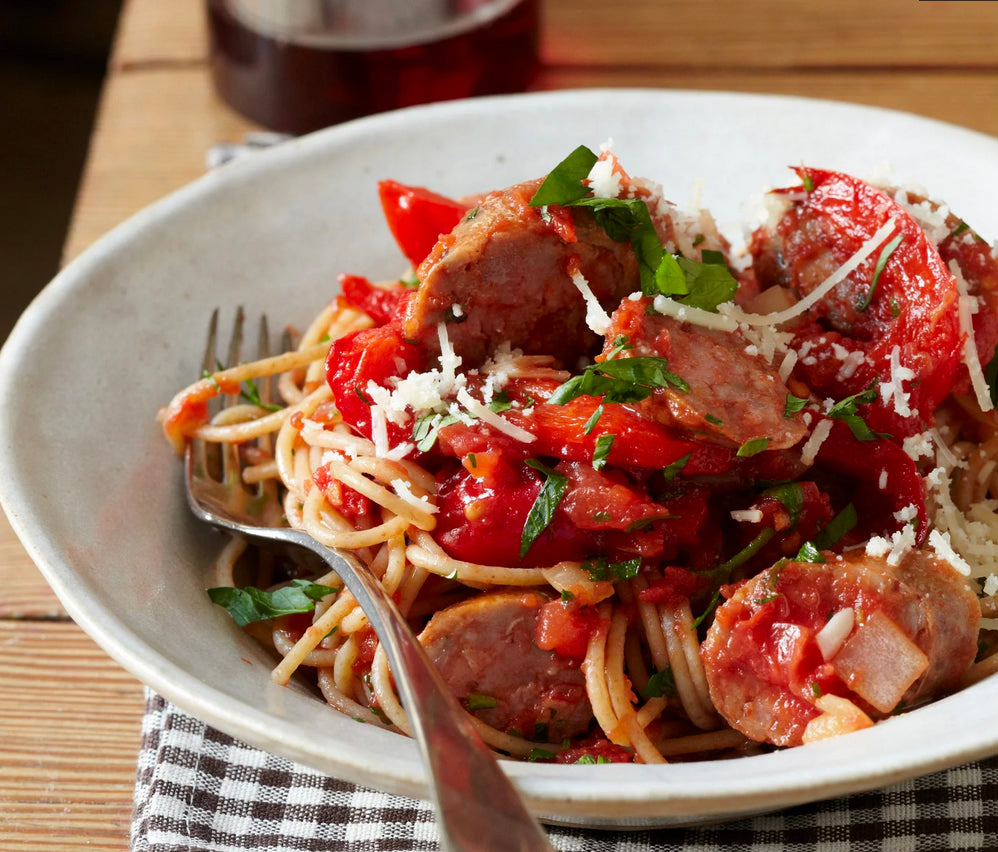 Whole-Wheat Spaghetti with Sausage and Peppers