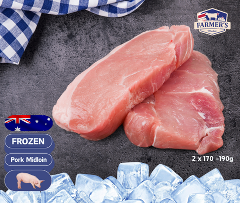 FROZEN - Pork Midloin Steaks 2 x 170-190gm (360gm total)