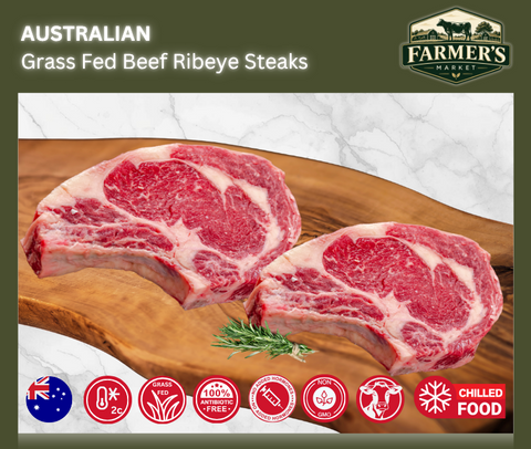 CHILLED: Premium Rib Eye Steaks (Scotch Fillet), 2 x 300gm
