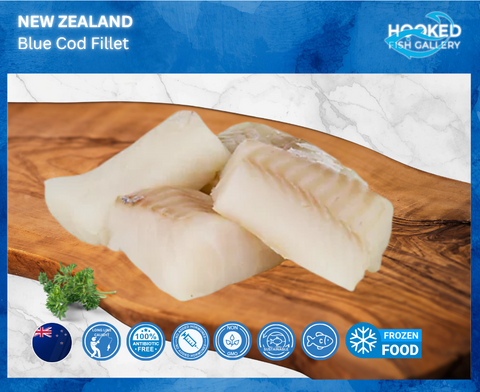 CHILLED(previously snap frozen) - NZ Blue Cod 2 x 225g to 250g each fillet