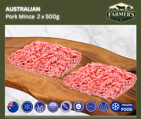 FROZEN - Lean Pork Mince, 2 x 500gm (arriving 15/05)