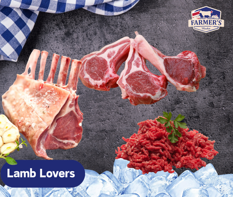 FROZEN - Lamb Lovers: 1 x Rack of Lamb, 2 x 500gm Lamb Mince, 2 packs 4 x 80-100gm Lamb loin chops