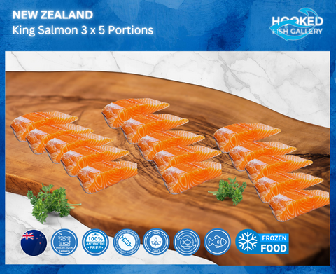 FROZEN - New Zealand 3 Packs x of Portioned 5 Salmon Fillets 150 - 190g each