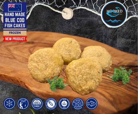 FROZEN: Gluten Free - Blue Cod Hand-made crumbed fish cakes x 2