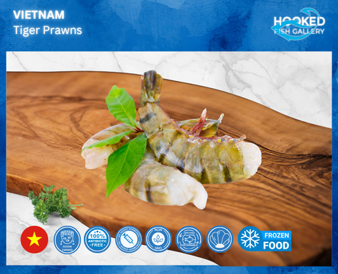 FROZEN - Tiger Raw Prawns (Shell-off) 500g Bags