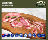 FROZEN - The Meat Eater: 2 x 300gm Sirloin Steaks, 2 x 300gm Rib Eye steaks, 2packs of 4 x 80-100gm Lamb Loin Chops