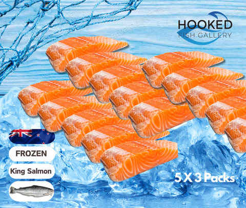 FROZEN - New Zealand 3 Packs x of Portioned 5 Salmon Fillets 150 - 190g each