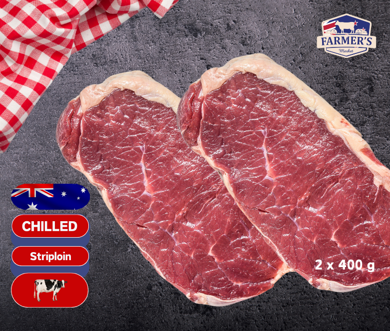 CHILLED: Premium Striploin Steaks (Sirloin), 2 x 400gm