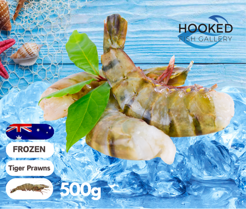 FROZEN - Tiger Raw Prawns ( Shelloff) 500g Bags0